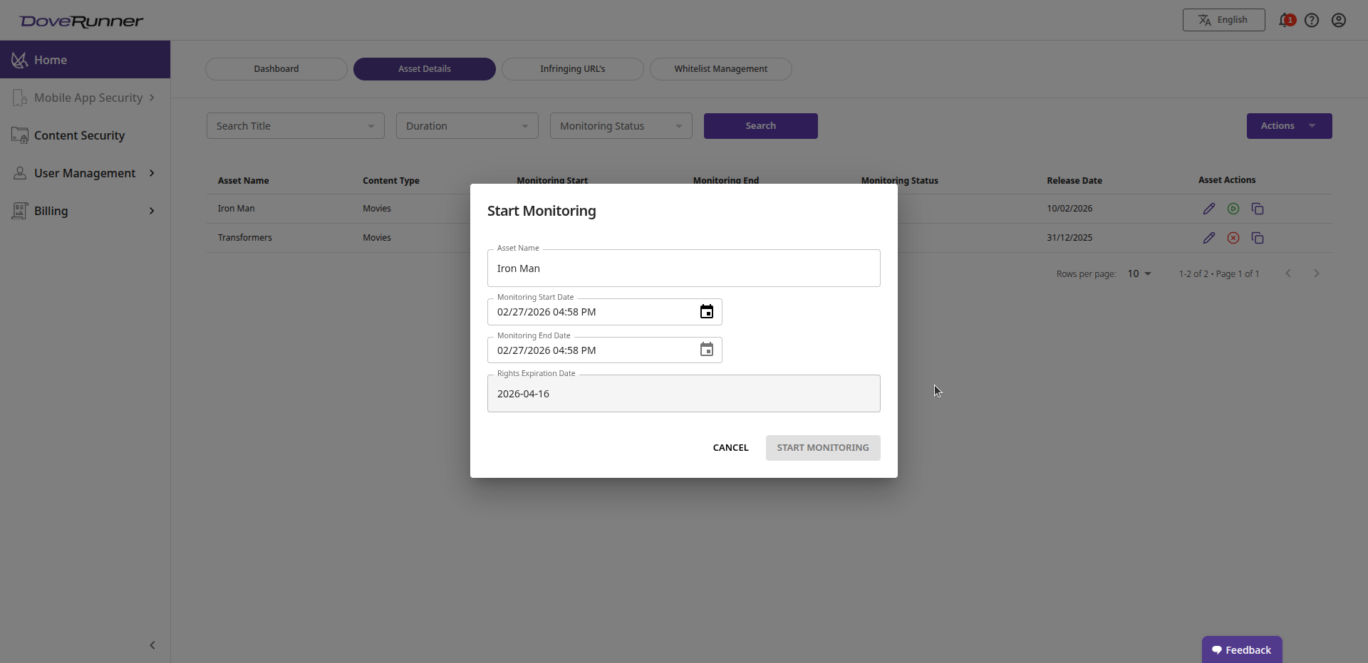 Monitoring Dashboard