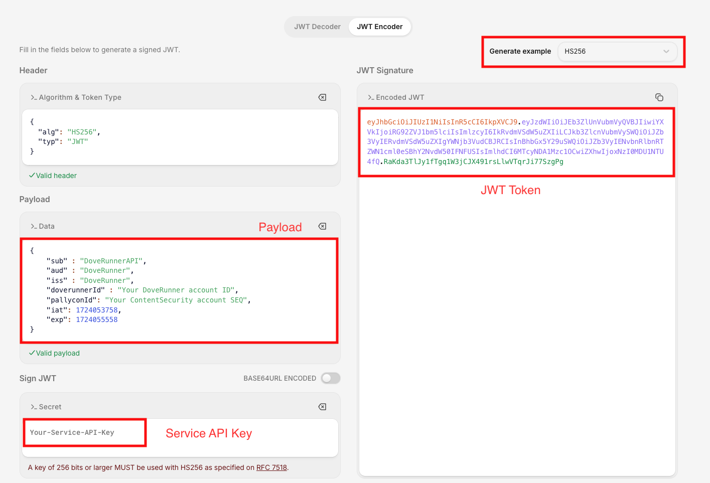 Service API JWT Specification