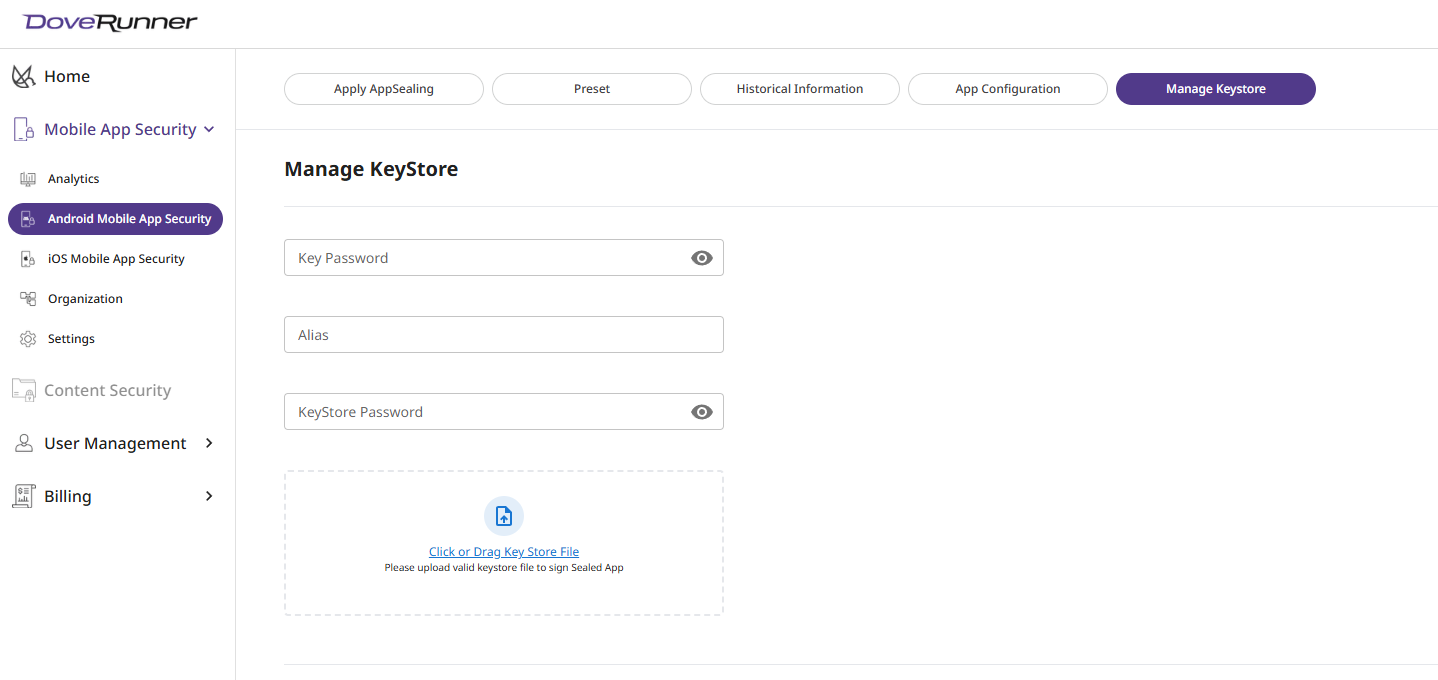 android manage keystore